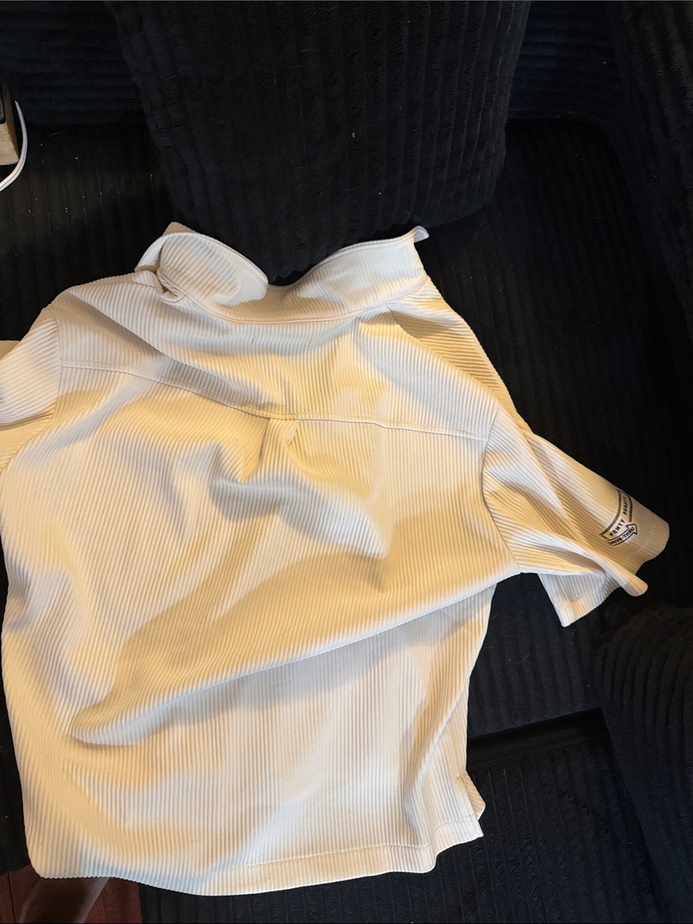 Fenty Beauty Men's Cream Short-Sleeve Button-Down Shirt with Logo Patch - Picture 2 of 2